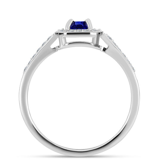 Stříbro 925/1000 - Prsten s Australským Modrým Safírem a Bílým Topazem - Karátové číslo: 0.78. přibližná hmotnost: 2.43 gramů