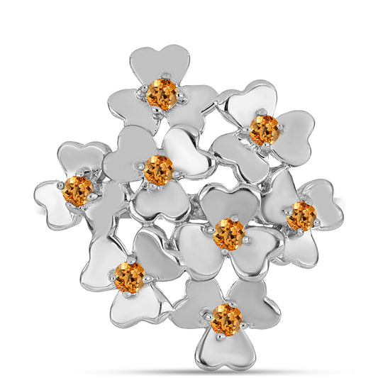 Stříbro 925/1000 - Prsten s "Císařským žlutým" topazem - Karátové číslo: 0.33. přibližná hmotnost: 3.84 gramů