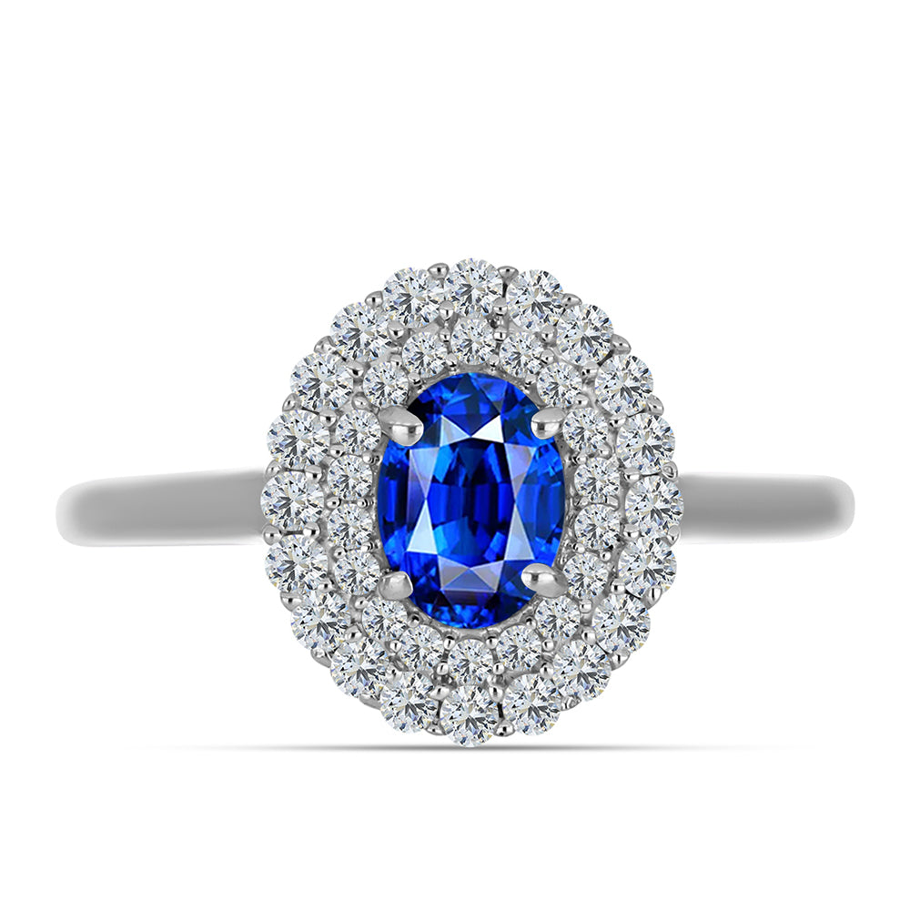 Stříbro 925/1000 - Prsten s Australským Modrým Safírem a Bílým Topazem - Karátové číslo: 1.53. přibližná hmotnost: 2.85 gramů 1 