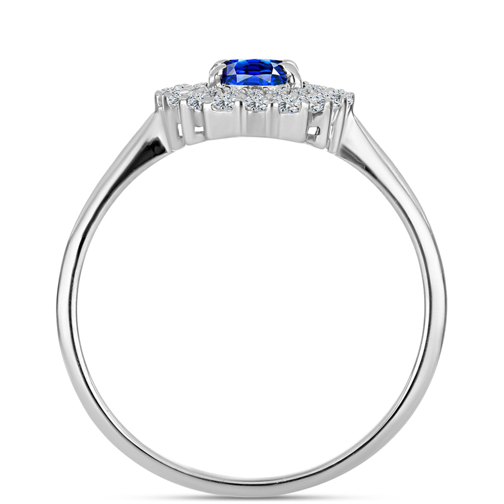 Stříbro 925/1000 - Prsten s Australským Modrým Safírem a Bílým Topazem - Karátové číslo: 1.53. přibližná hmotnost: 2.85 gramů