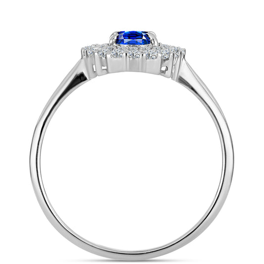 Stříbro 925/1000 - Prsten s Australským Modrým Safírem a Bílým Topazem - Karátové číslo: 1.53. přibližná hmotnost: 2.85 gramů