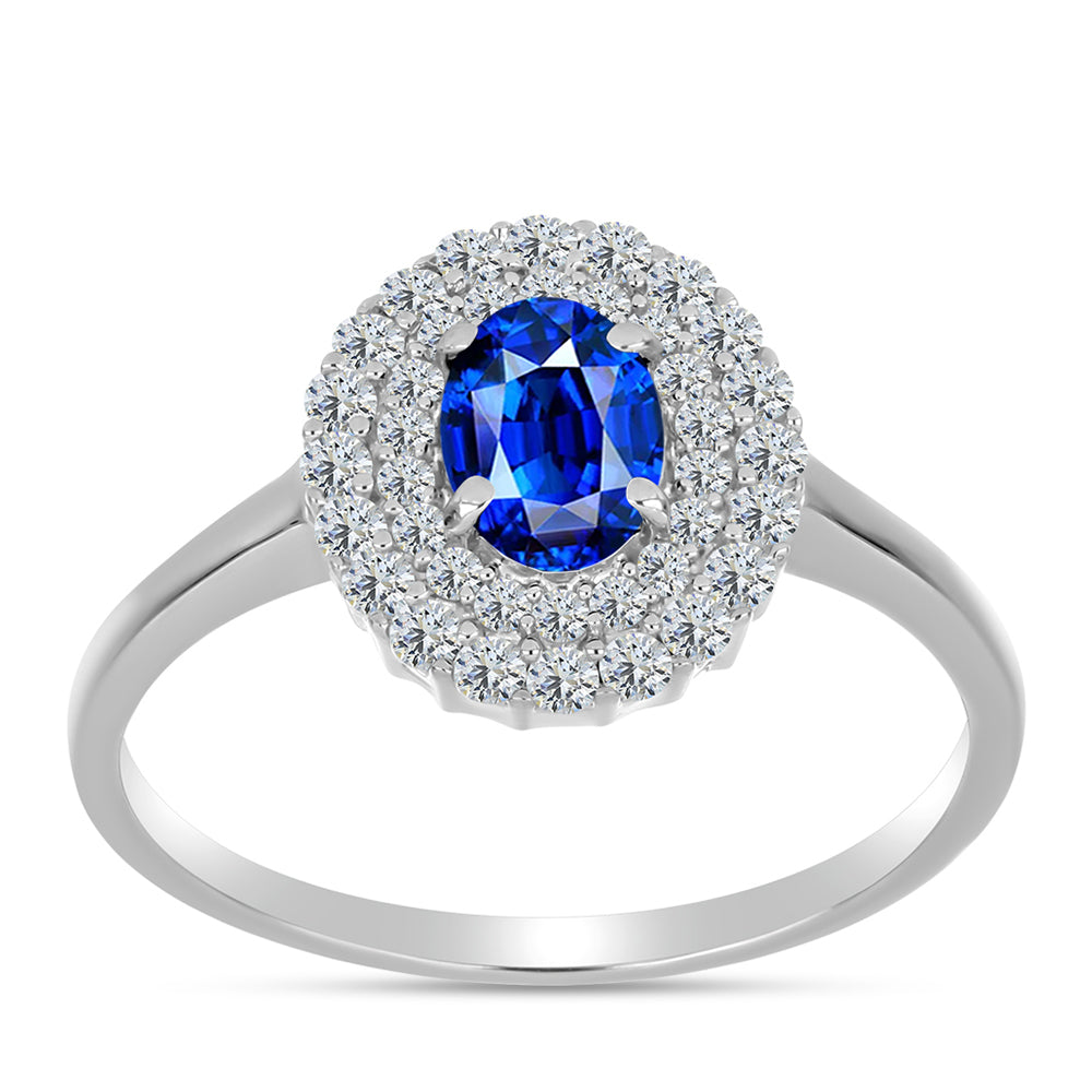 Stříbro 925/1000 - Prsten s Australským Modrým Safírem a Bílým Topazem - Karátové číslo: 1.53. přibližná hmotnost: 2.85 gramů 3 