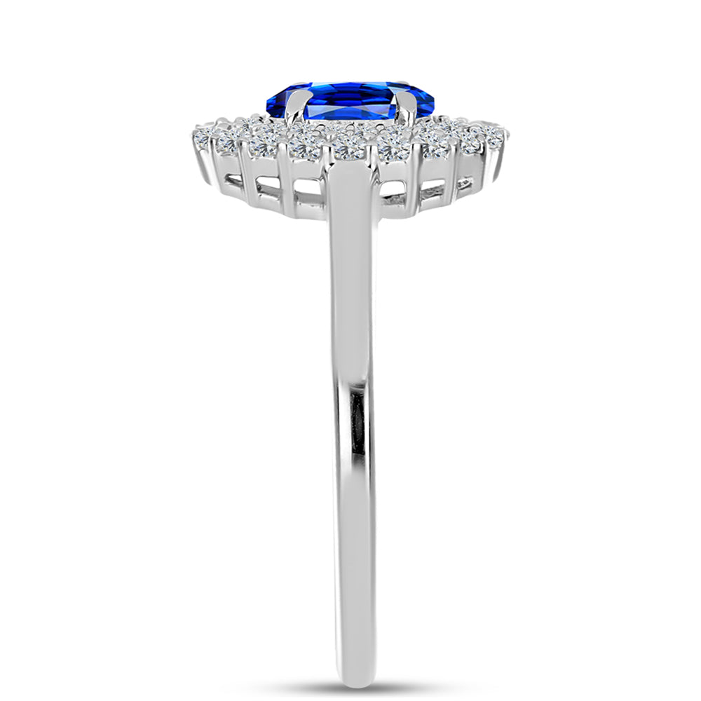 Stříbro 925/1000 - Prsten s Australským Modrým Safírem a Bílým Topazem - Karátové číslo: 1.53. přibližná hmotnost: 2.85 gramů 4 