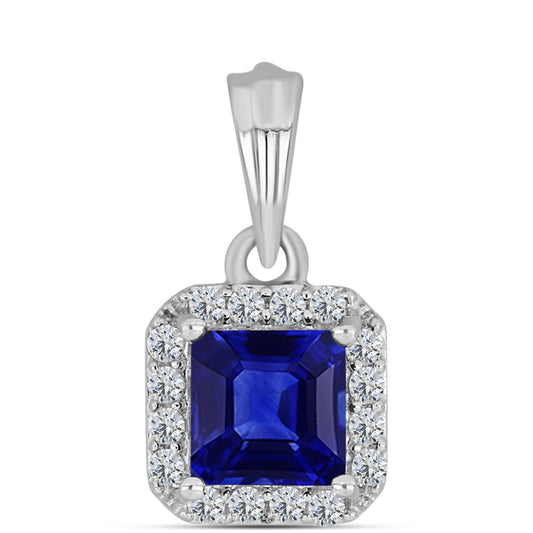 Stříbro 925/1000 - Přívěsek s Australským Modrým Safírem a Bílým Topazem - Karátové číslo: 1.03. přibližná hmotnost: 0.96 gramů