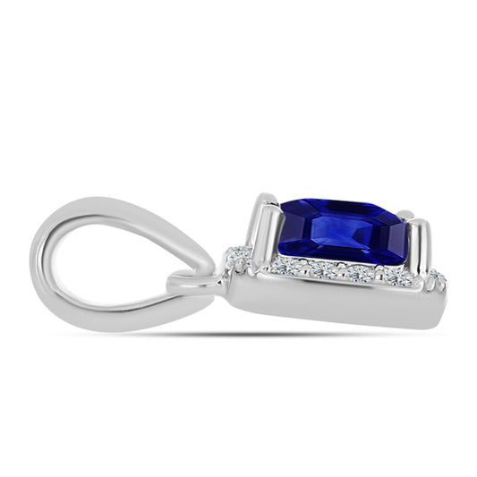 Stříbro 925/1000 - Přívěsek s Australským Modrým Safírem a Bílým Topazem - Karátové číslo: 1.03. přibližná hmotnost: 0.96 gramů