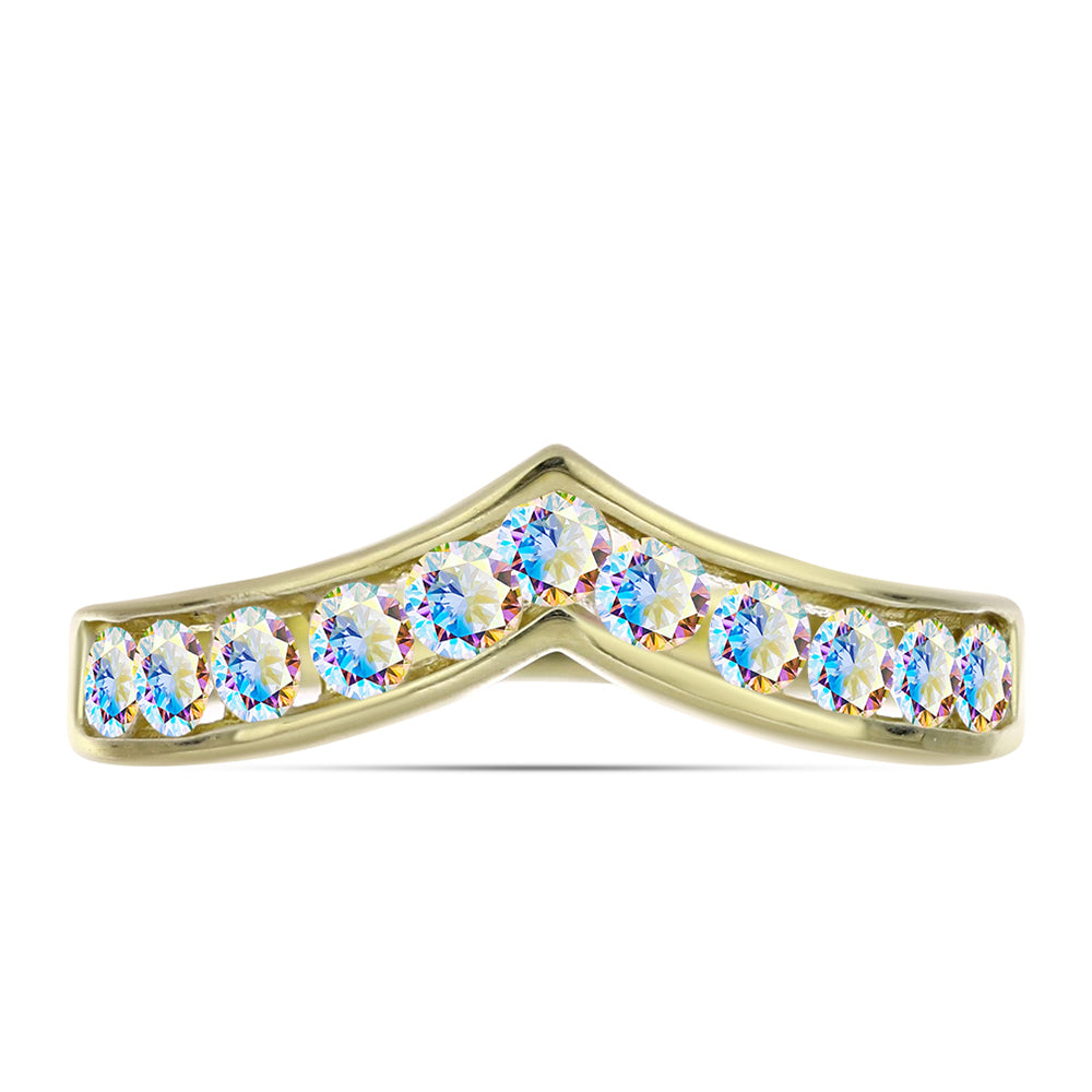 Pozlacené stříbro 925/1000 Prsten s Ledovým Moissanitem - Karátové číslo: 0.66. přibližná hmotnost: 2.7 gramů