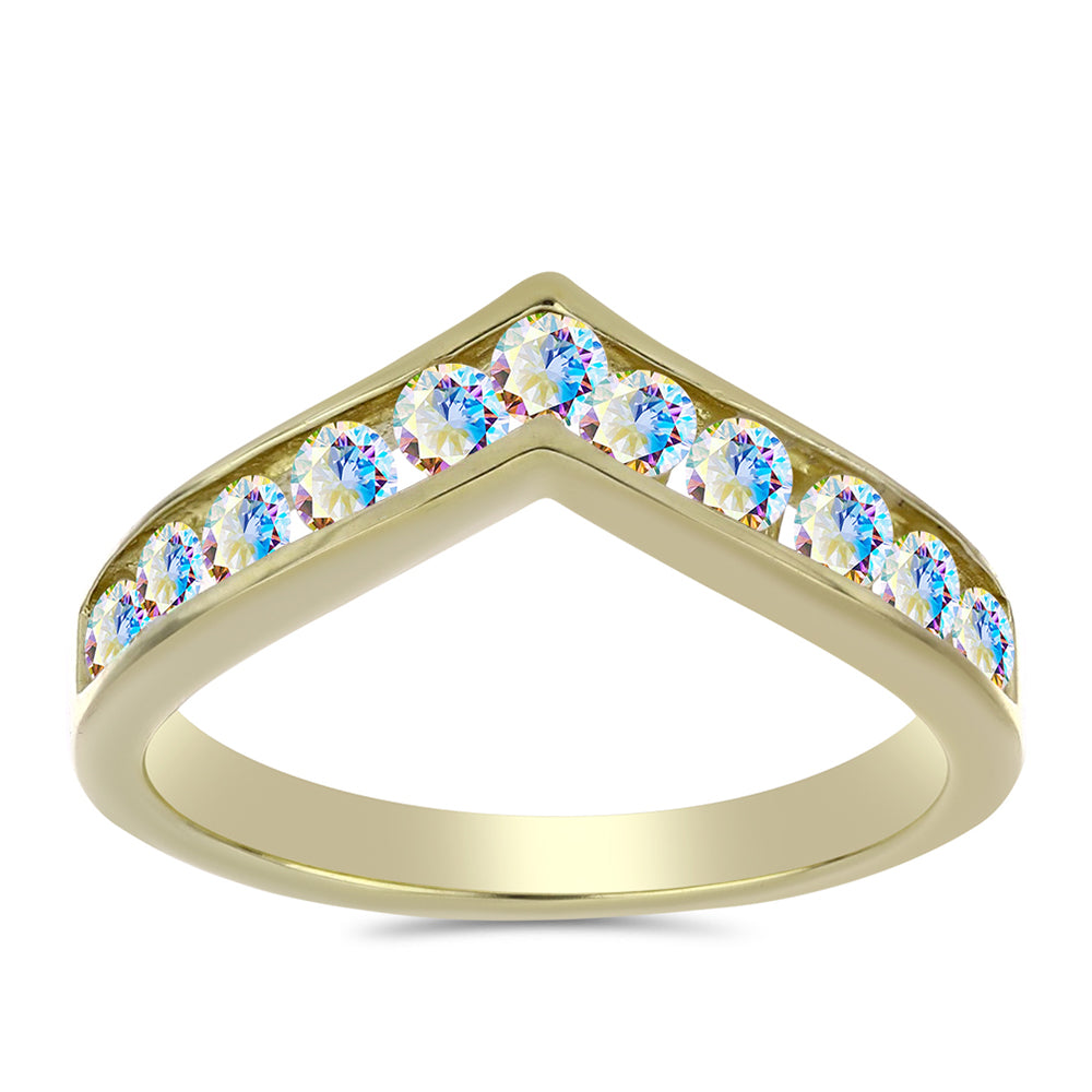 Pozlacené stříbro 925/1000 Prsten s Ledovým Moissanitem - Karátové číslo: 0.66. přibližná hmotnost: 2.7 gramů 3 