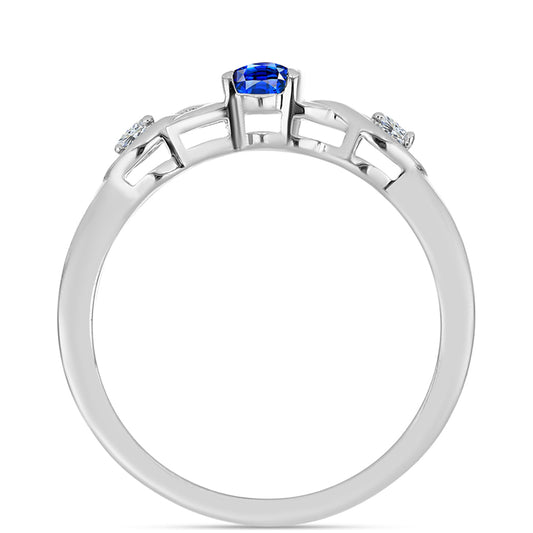 Stříbro 925/1000 - Prsten s Australským Modrým Safírem a Bílým Topazem - Karátové číslo: 0.38. přibližná hmotnost: 1.96 gramů