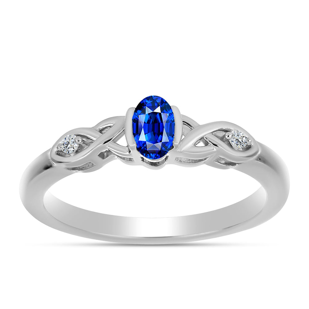 Stříbro 925/1000 - Prsten s Australským Modrým Safírem a Bílým Topazem - Karátové číslo: 0.38. přibližná hmotnost: 1.96 gramů