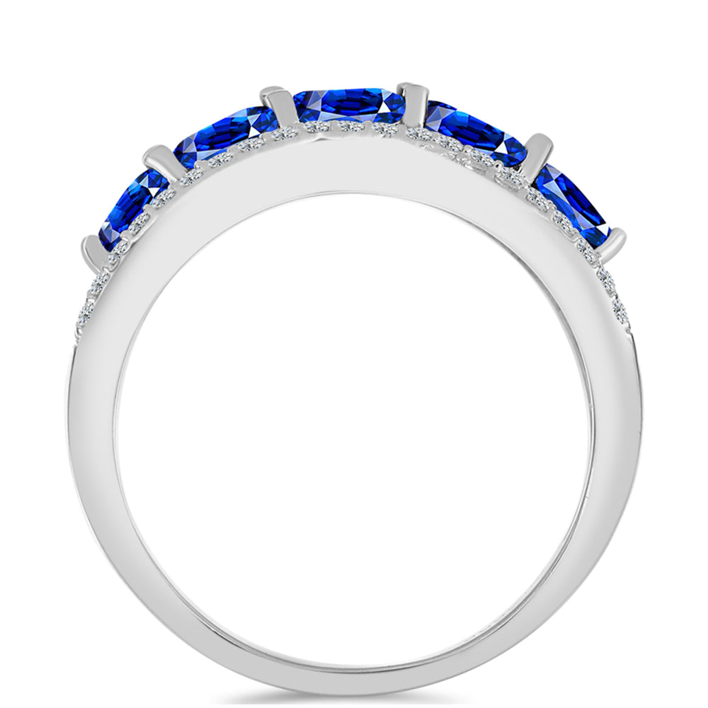 Stříbro 925/1000 - Prsten s Australským Modrým Safírem a Bílým Topazem - Karátové číslo: 2.23. přibližná hmotnost: 4.02 gramů 2 