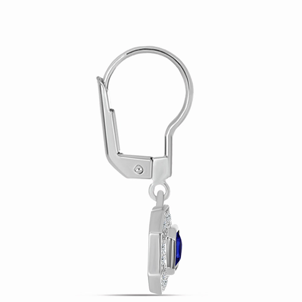 Stříbro 925/1000 - Náušnice s Australským Modrým Safírem a Bílým Topazem - Karátové číslo: 1.35. přibližná hmotnost: 2.67 gramů 2 