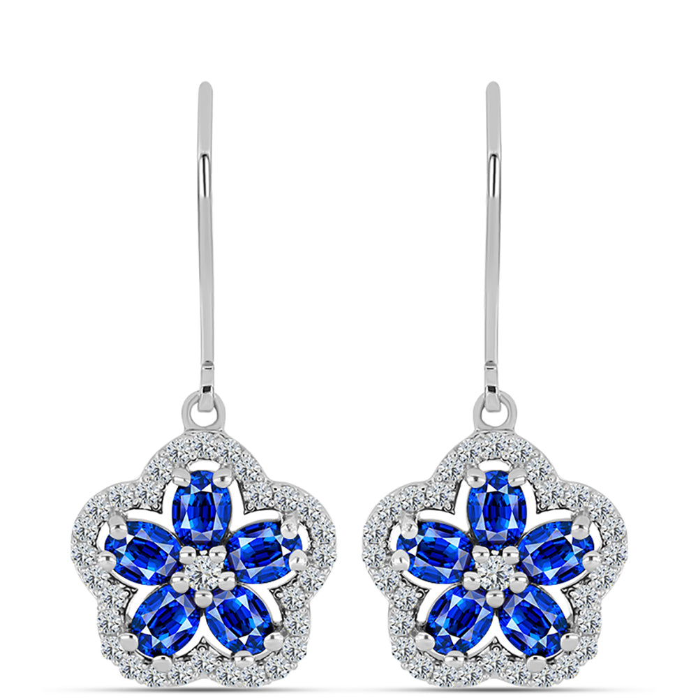 Stříbrné Náušnice s Australským Modrým Safírem a Bílým Topazem 1 