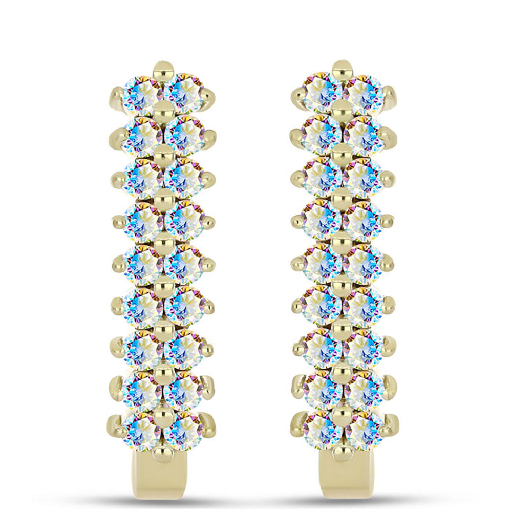 Pozlacené Stříbro 925/1000 - Náušnice s Ledovým Moissanitem - Karátové číslo: 0.91. přibližná hmotnost: 4.19 gramů 1 