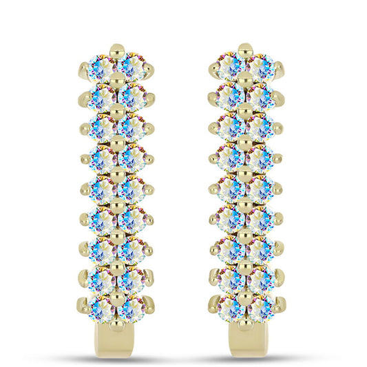 Pozlacené Stříbro 925/1000 - Náušnice s Ledovým Moissanitem - Karátové číslo: 0.91. přibližná hmotnost: 4.19 gramů