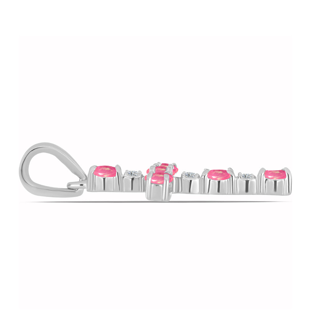 Stříbro 925/1000 - Přívěsek s Růžovým Opálem z Lega Dembi a Bílým Topazem - Karátové číslo: 0.31. přibližná hmotnost: 1.1 gramů 2 