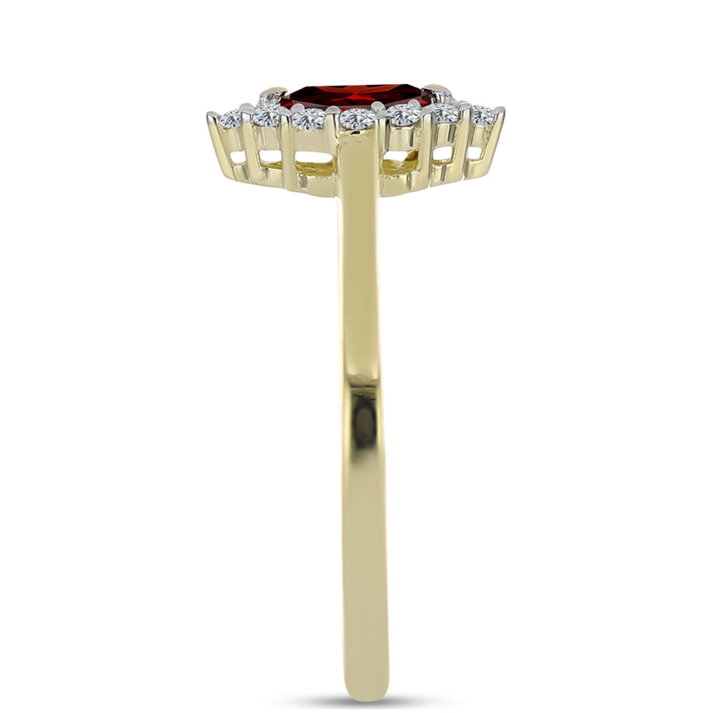 Pozlacené Stříbro 925/1000 - Prsten s Bartonským Granátem a Bílým Topazem - Karátové číslo: 0.52. přibližná hmotnost: 2.19 gramů 4 