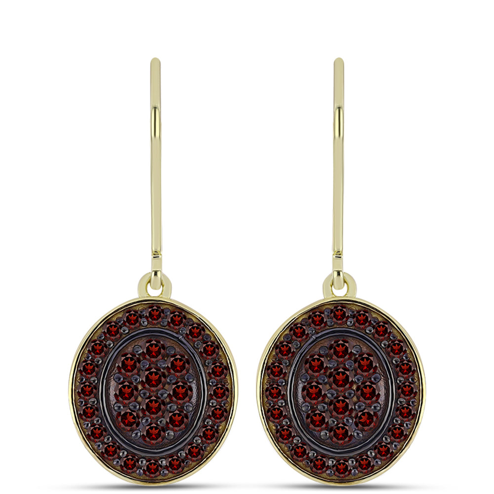 Pozlacené stříbro 925/1000 Náušnice s Bartonským Granátem - Karátové číslo: 1.2. přibližná hmotnost: 4.26 gramů