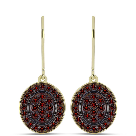 Pozlacené stříbro 925/1000 Náušnice s Bartonským Granátem - Karátové číslo: 1.2. přibližná hmotnost: 4.26 gramů