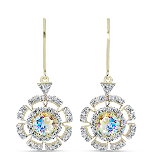 Pozlacené Stříbrné Náušnice s Ledovým Moissanitem a Bílým Topazem