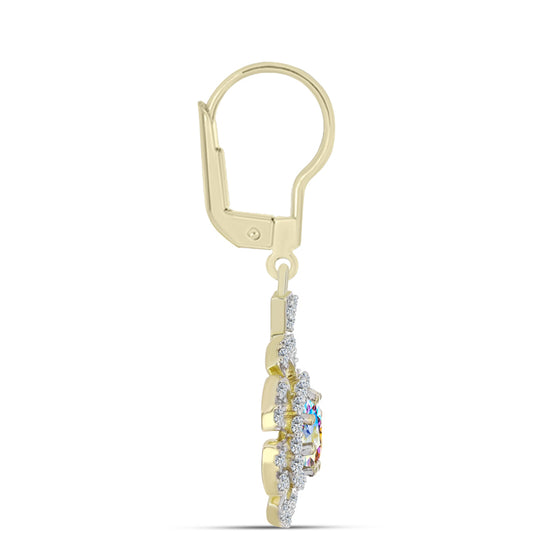 Pozlacené Stříbrné Náušnice s Ledovým Moissanitem a Bílým Topazem