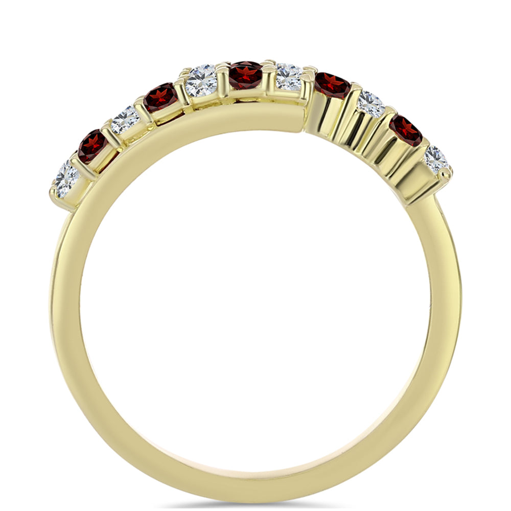 Pozlacené Stříbro 925/1000 - Prsten s Bartonským Granátem a Bílým Topazem - Karátové číslo: 0.55. přibližná hmotnost: 2.38 gramů