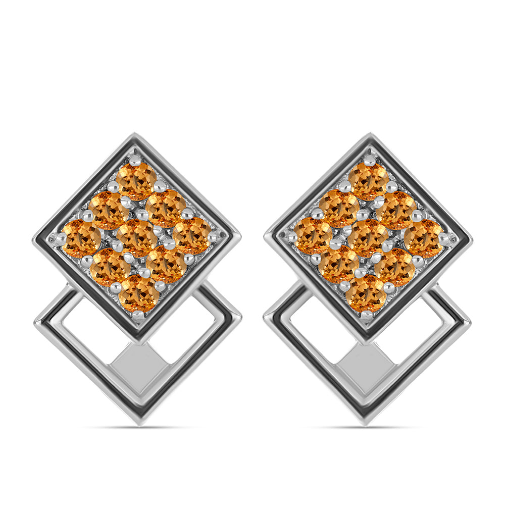 Stříbro 925/1000 - Náušnice s "Císařským žlutým" topazem - Karátové číslo: 0.74. přibližná hmotnost: 4.21 gramů