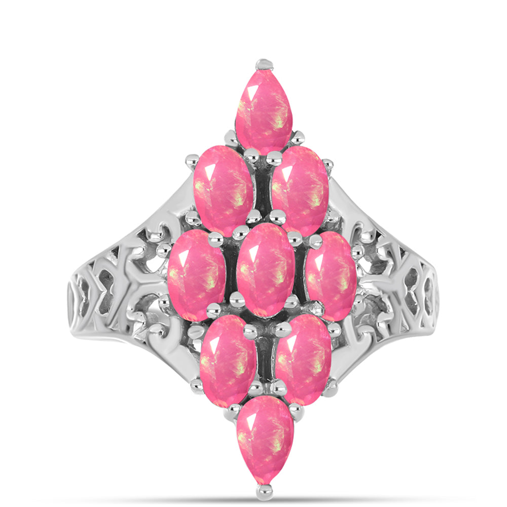 Stříbrný Prsten s Růžovým Opálem z Lega Dembi 1 