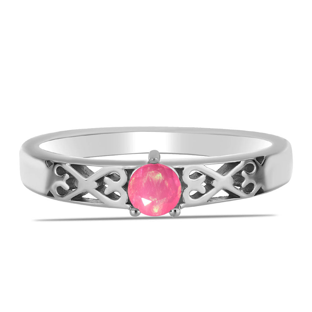 Stříbro 925/1000 - Prsten s Růžovým Opálem z Lega Dembi - Karátové číslo: 0.15. přibližná hmotnost: 2.44 gramů