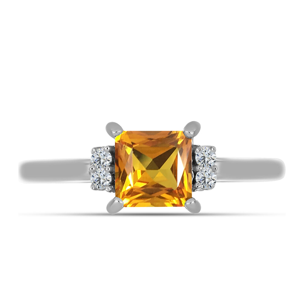 Stříbro 925/1000 - Prsten s "Císařským žlutým" topazem a Bílým Topazem - Karátové číslo: 1.22. přibližná hmotnost: 2.34 gramů 1 