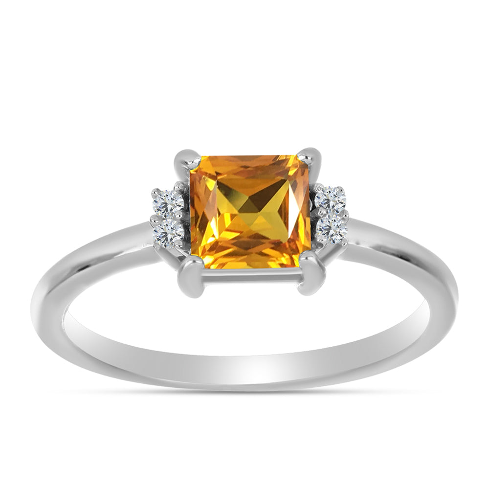 Stříbro 925/1000 - Prsten s "Císařským žlutým" topazem a Bílým Topazem - Karátové číslo: 1.22. přibližná hmotnost: 2.34 gramů 3 