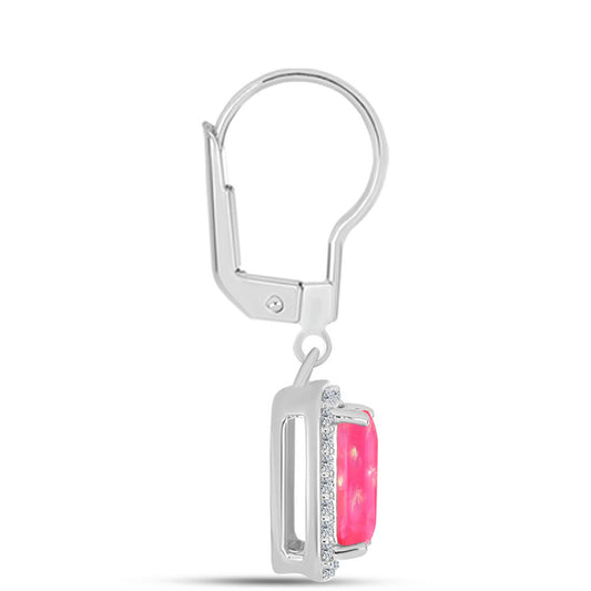 Stříbrné Náušnice s Růžovým Opálem z Lega Dembi a Bílým Topazem