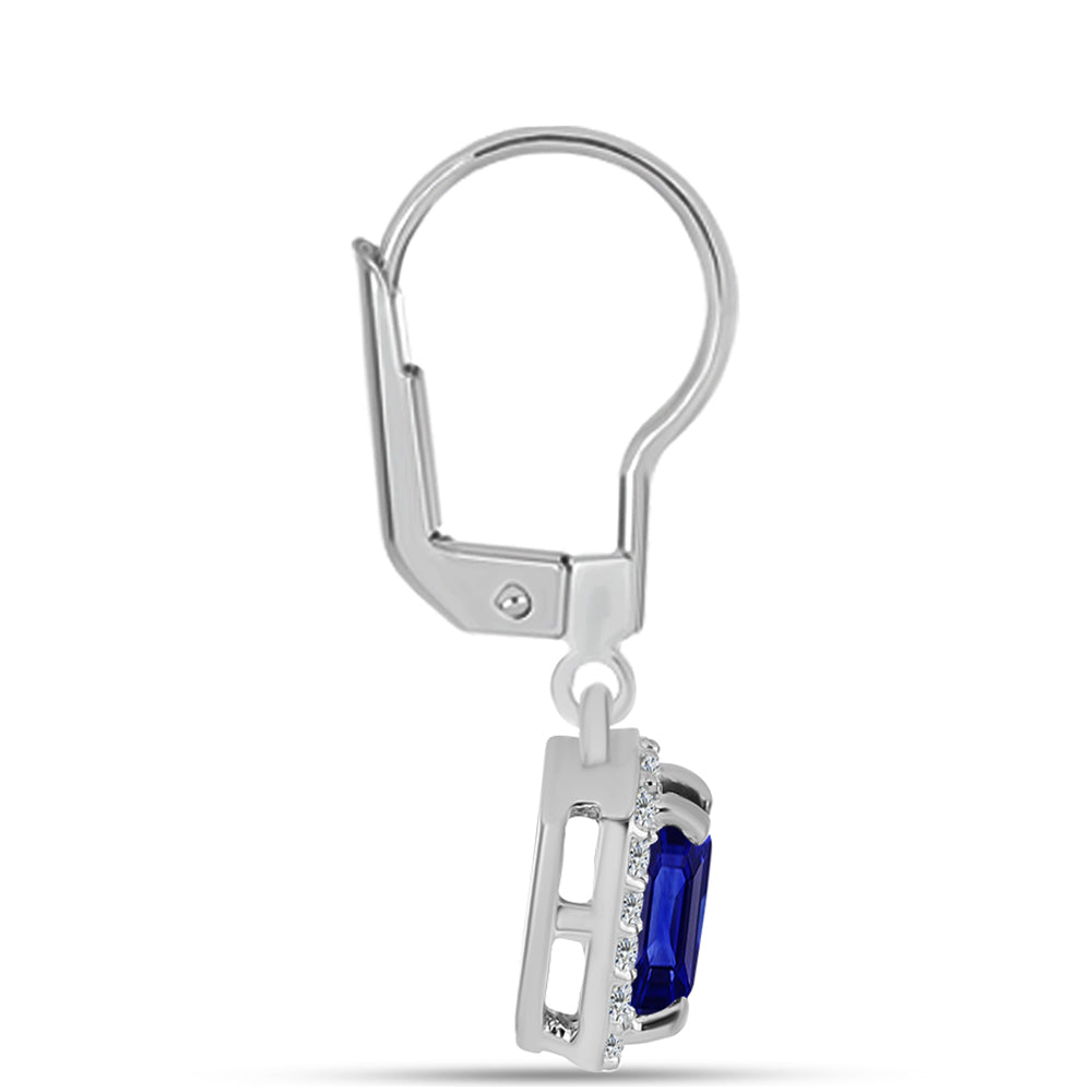 Stříbrné Náušnice s Australským Modrým Safírem a Bílým Topazem 2 