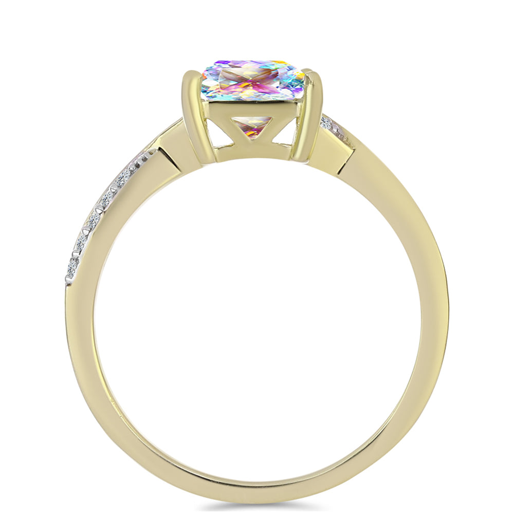 Pozlacený Stříbrný Prsten s Ledovým Moissanitem a Bílým Topazem 2 