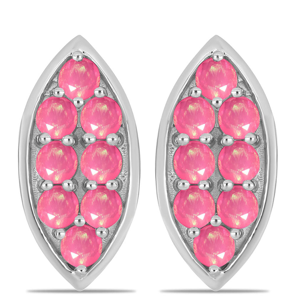 Stříbrné Náušnice s Růžovým Opálem z Lega Dembi 1 