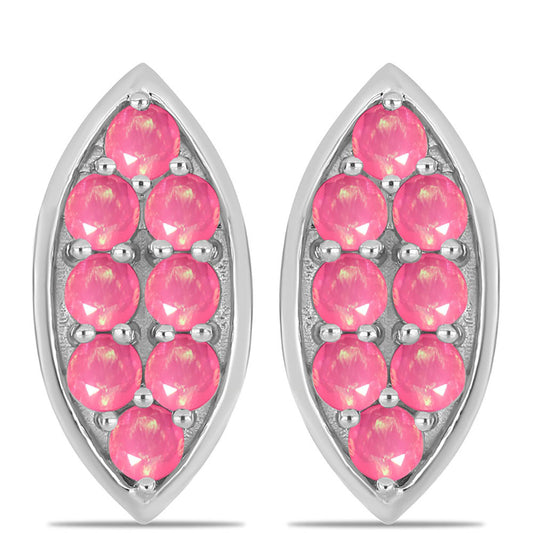 Stříbrné Náušnice s Růžovým Opálem z Lega Dembi