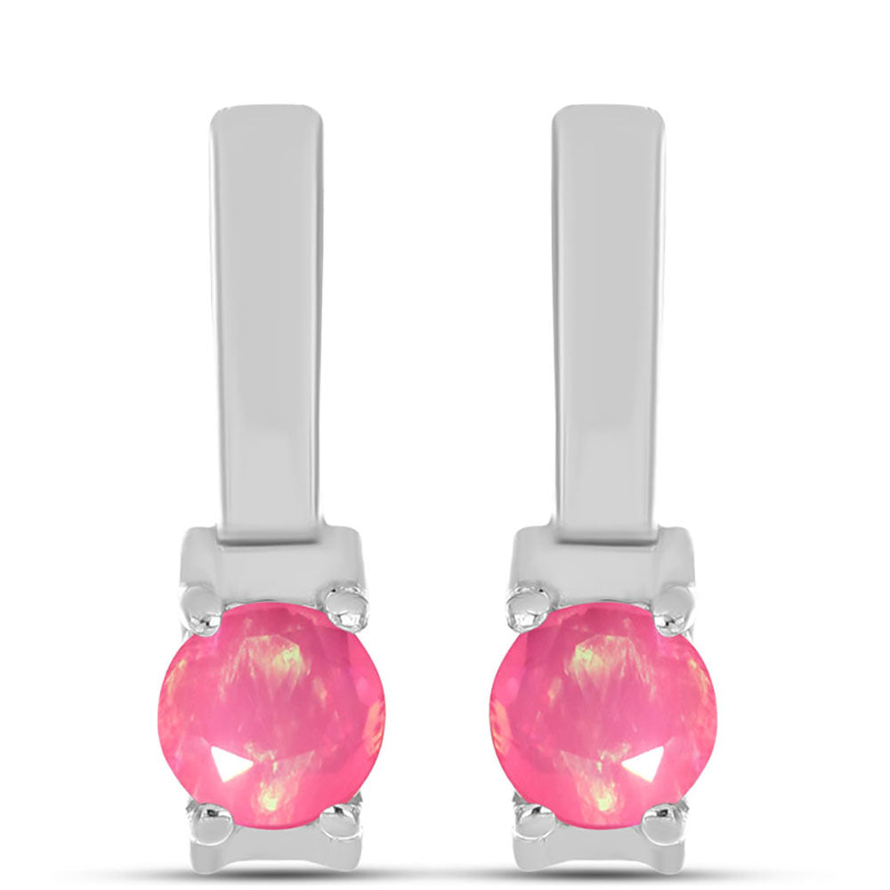 Stříbro 925/1000 - Náušnice s Růžovým Opálem z Lega Dembi - Karátové číslo: 0.58. přibližná hmotnost: 3.32 gramů