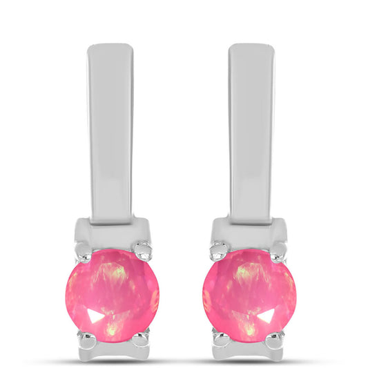 Stříbrné Náušnice s Růžovým Opálem z Lega Dembi