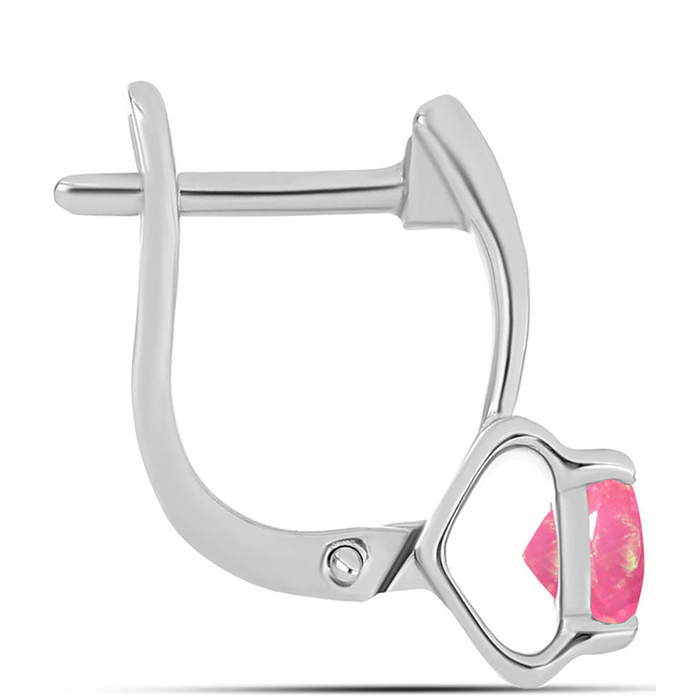 Stříbro 925/1000 - Náušnice s Růžovým Opálem z Lega Dembi - Karátové číslo: 0.58. přibližná hmotnost: 3.32 gramů