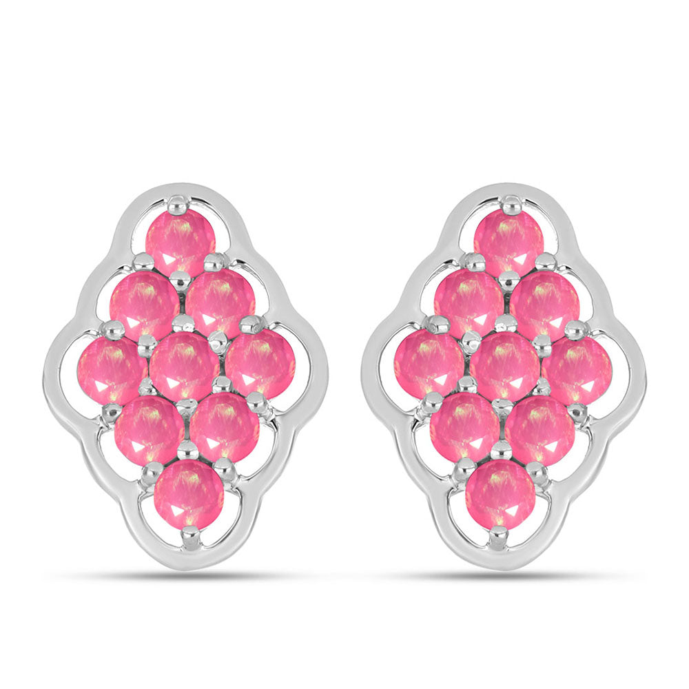 Stříbro 925/1000 - Náušnice s Růžovým Opálem z Lega Dembi - Karátové číslo: 1.21. přibližná hmotnost: 4.45 gramů