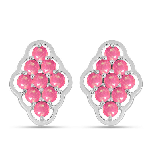 Stříbro 925/1000 - Náušnice s Růžovým Opálem z Lega Dembi - Karátové číslo: 1.21. přibližná hmotnost: 4.45 gramů