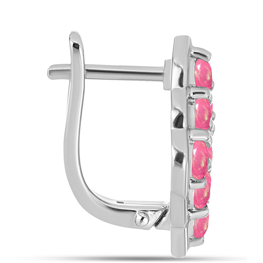 Stříbro 925/1000 - Náušnice s Růžovým Opálem z Lega Dembi - Karátové číslo: 1.21. přibližná hmotnost: 4.45 gramů 2 