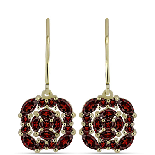 Pozlacené stříbro 925/1000 Náušnice s Bartonským Granátem - Karátové číslo: 3.3. přibližná hmotnost: 4.04 gramů