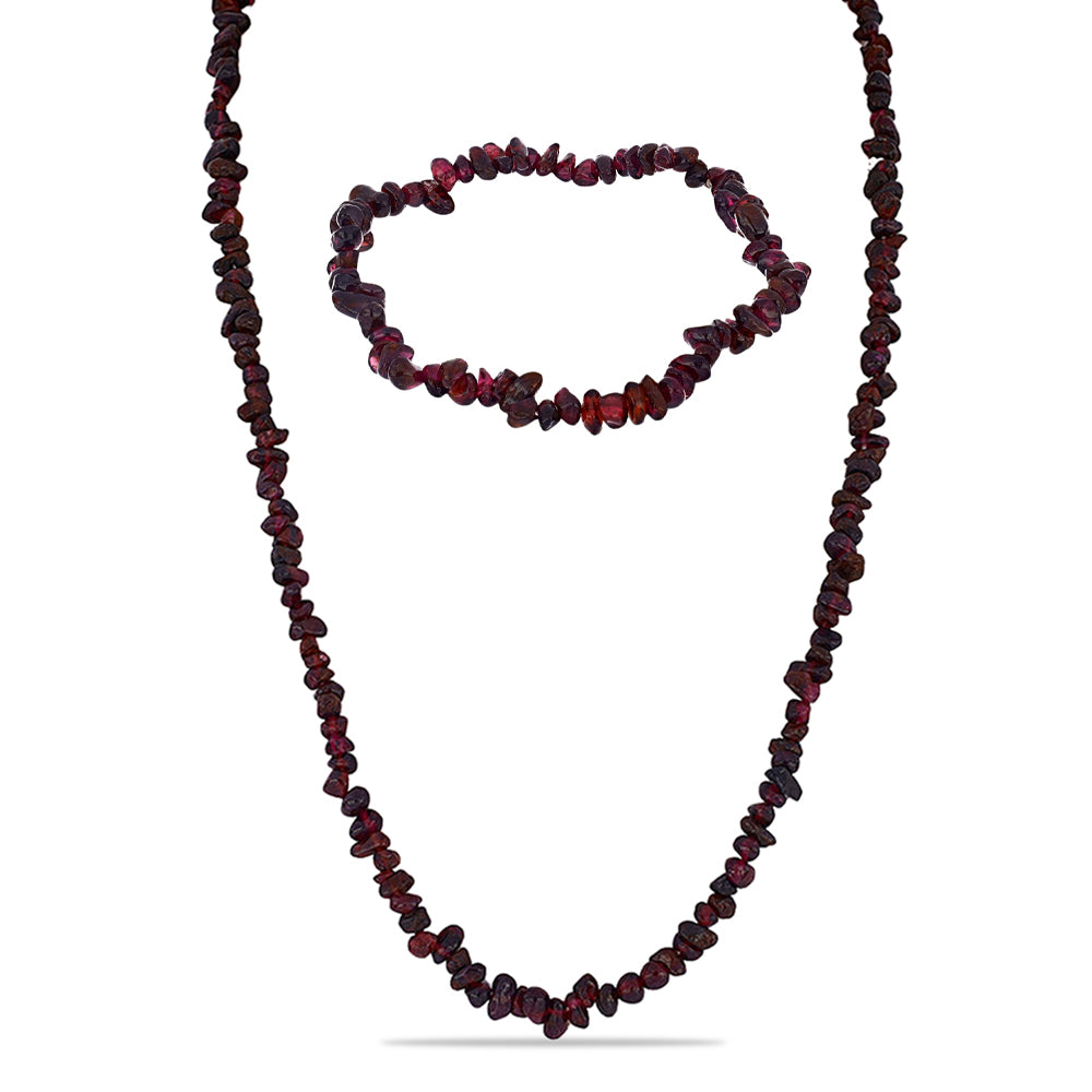 Nugetová Sada s Bartonským Granátem - Karátové číslo: 293.44. přibližná hmotnost: 58.69 gramů ( Náhrdelník+Náramek )