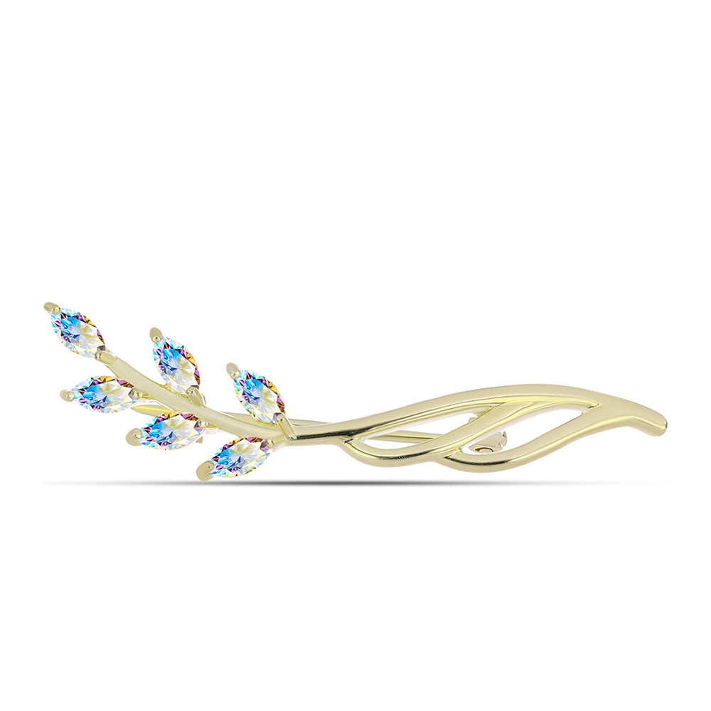 Pozlacený Stříbrný Brož s Ledovým Moissanitem 1 