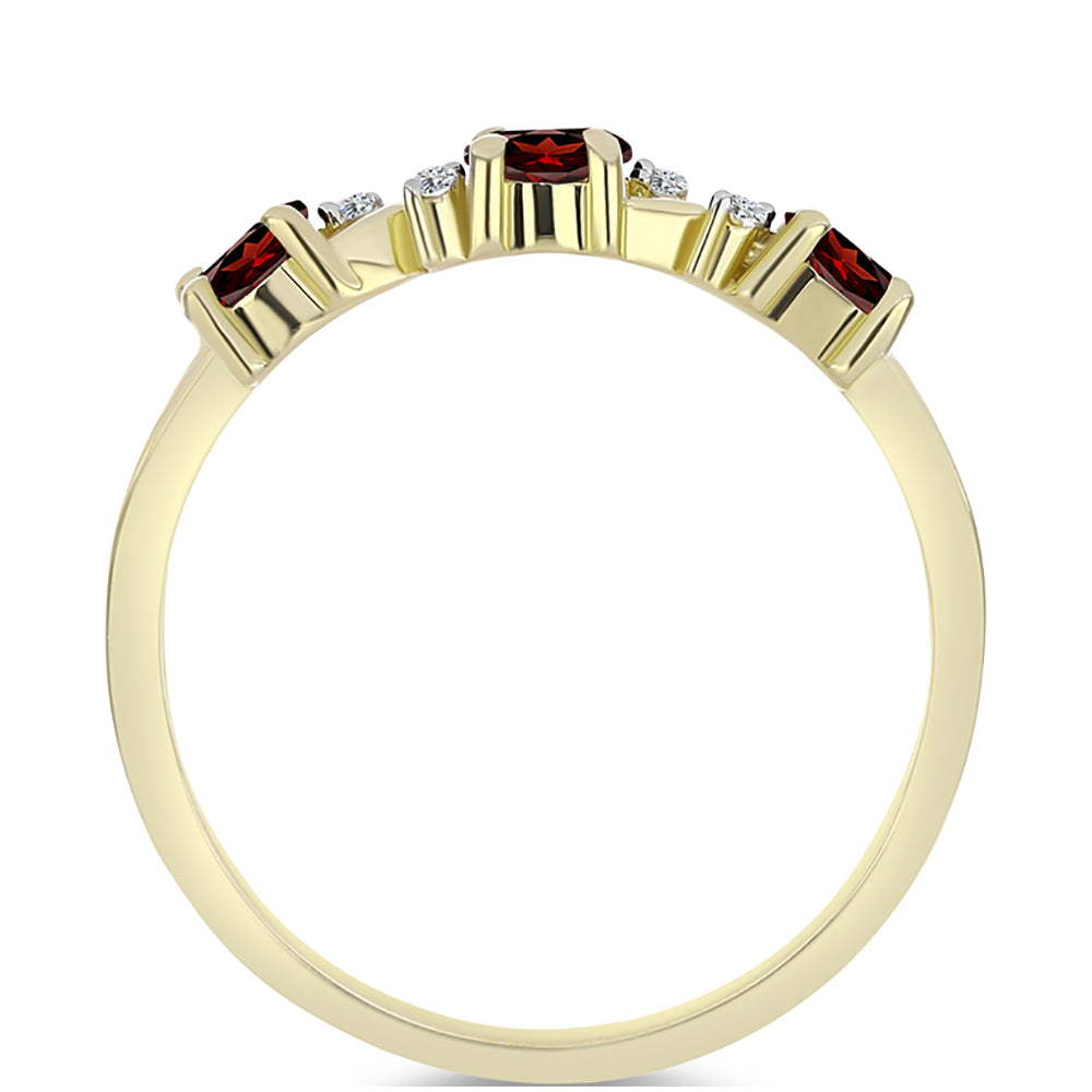 Pozlacené Stříbro 925/1000 - Prsten s Bartonským Granátem a Bílým Topazem - Karátové číslo: 0.71. přibližná hmotnost: 1.89 gramů