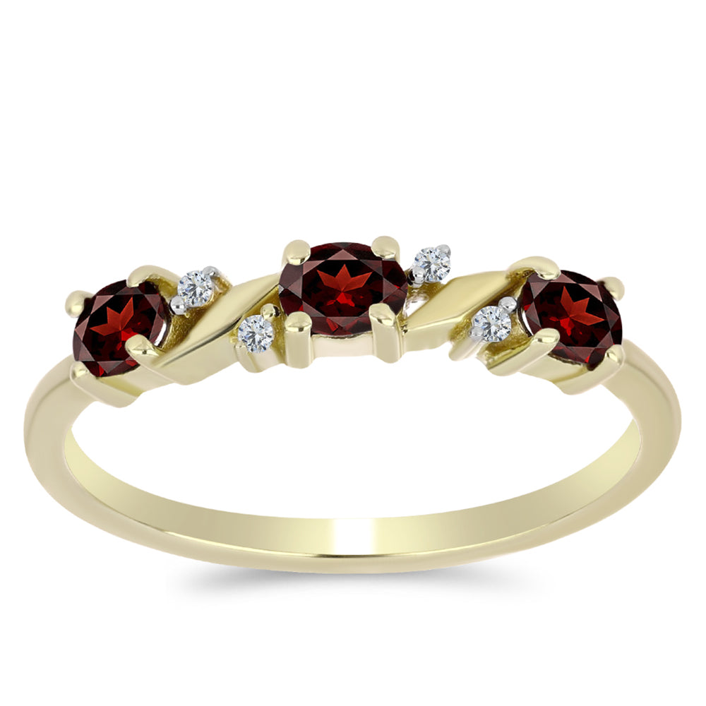 Pozlacené Stříbro 925/1000 - Prsten s Bartonským Granátem a Bílým Topazem - Karátové číslo: 0.71. přibližná hmotnost: 1.89 gramů