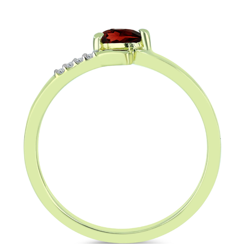 Pozlacené Stříbro 925/1000 - Prsten s Bartonským Granátem a Bílým Topazem - Karátové číslo: 0.28. přibližná hmotnost: 1.54 gramů 2 