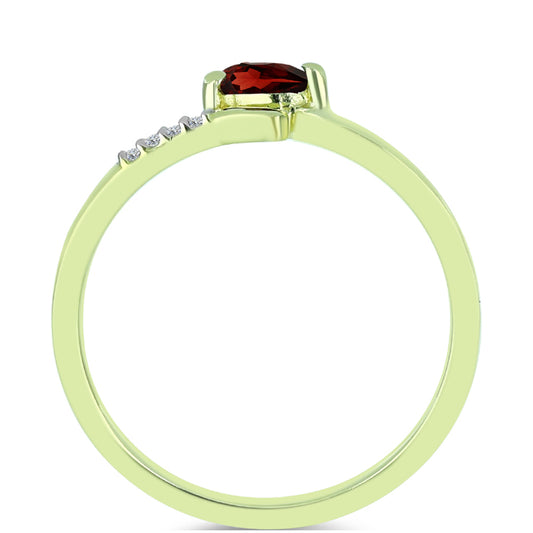 Pozlacené Stříbro 925/1000 - Prsten s Bartonským Granátem a Bílým Topazem - Karátové číslo: 0.28. přibližná hmotnost: 1.54 gramů