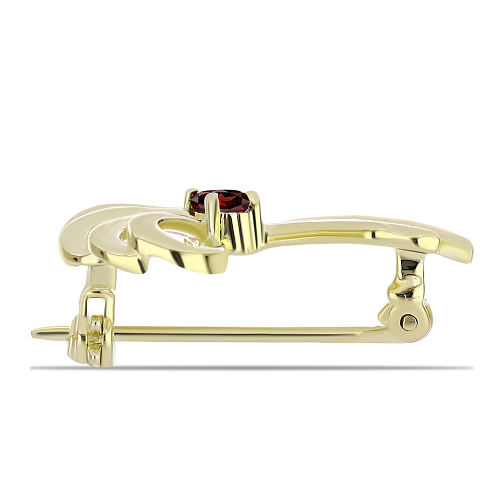 Pozlacené Stříbro 925/1000 - Brož s Bartonským Granátem - Karátové číslo: 0.29. přibližná hmotnost: 2.46 gramů 2 