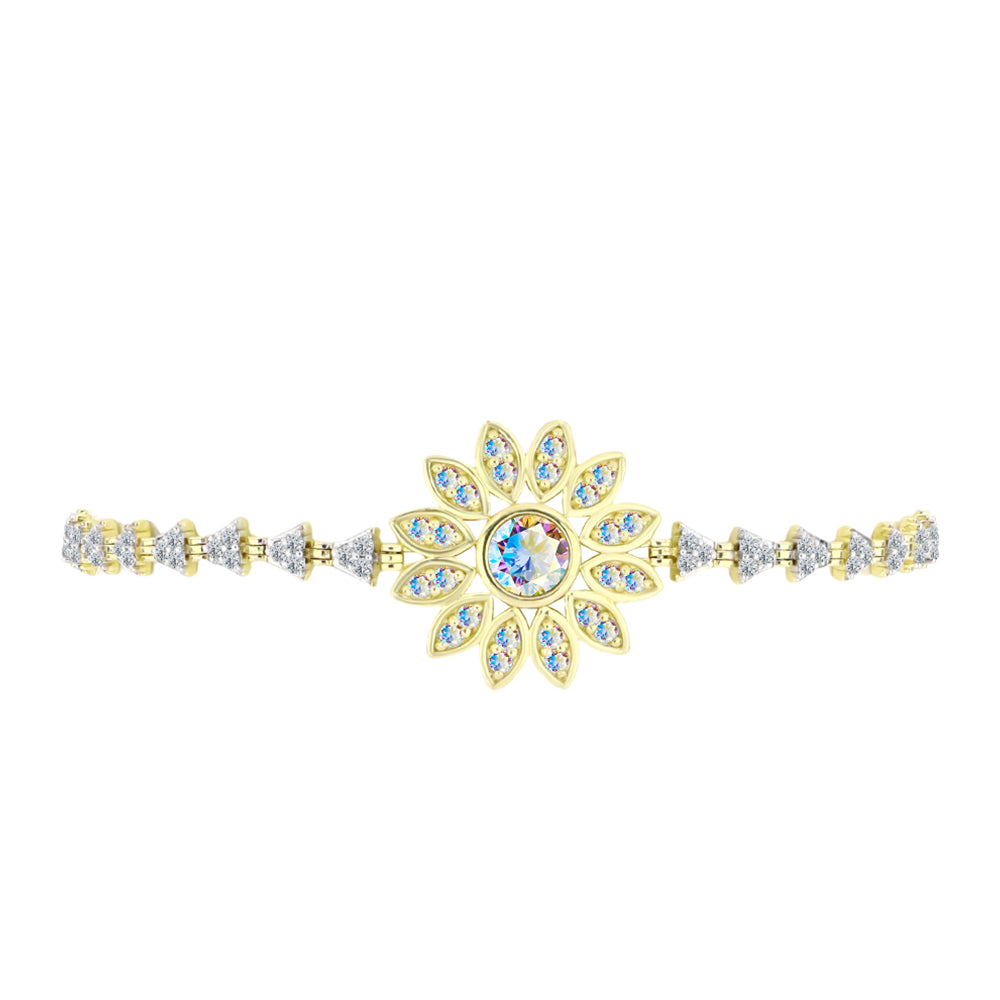 Pozlacený Stříbrný Náramek s Ledovým Moissanitem a Bílým Topazem 2 